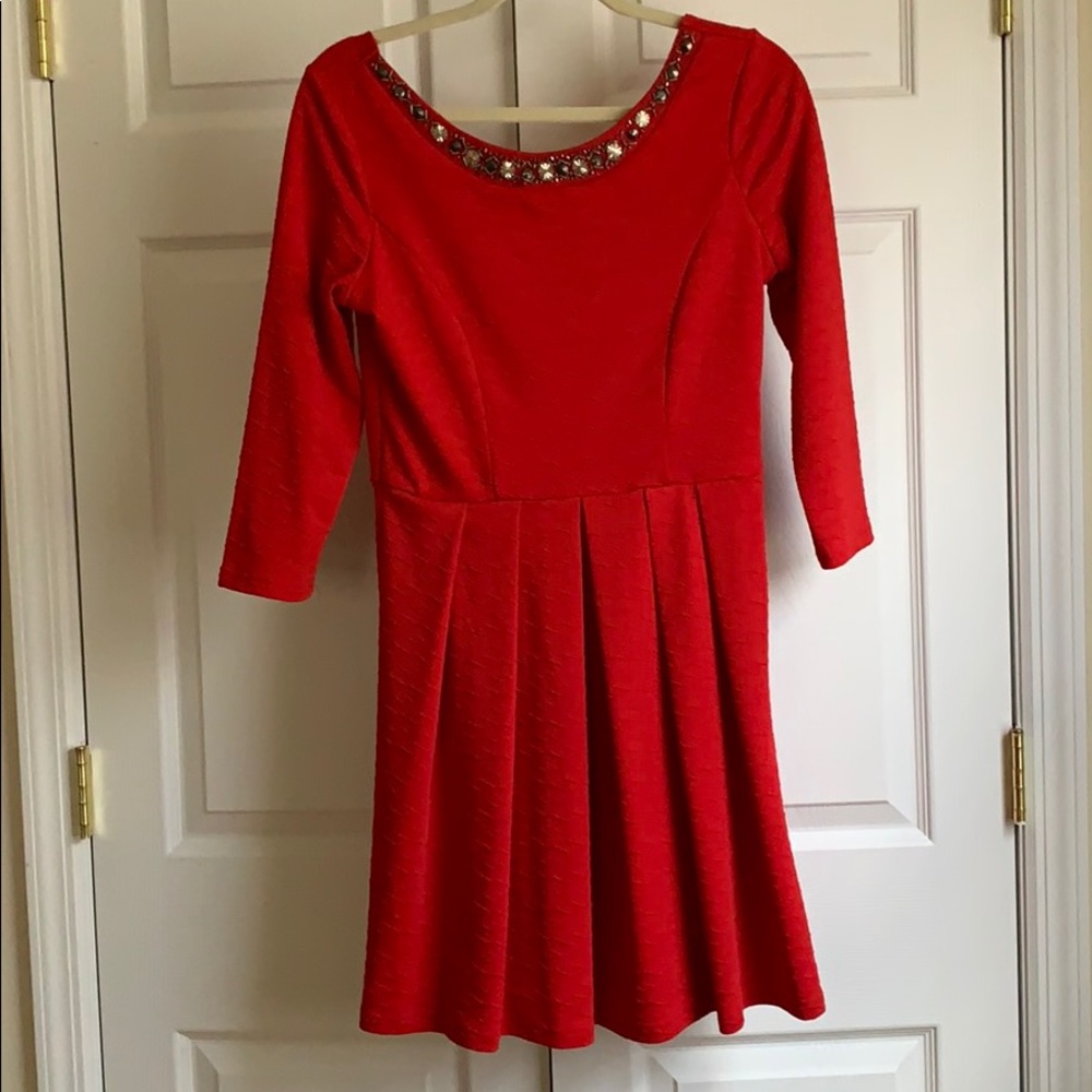 Alya Red 3/4 Sleeve Dress